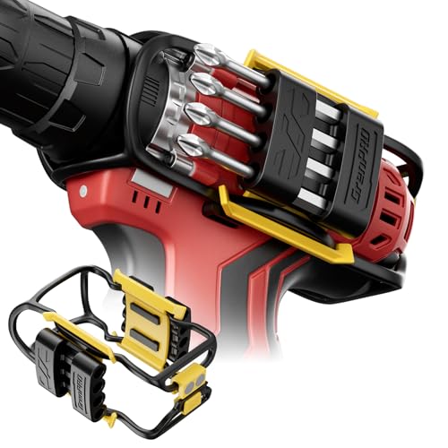 GRENPRO Universal Fit Magnetic Bit Holder for Cordless Drills & Screwdrivers, 8 Bits Storage, Left/Right Mount, Secure Belt Clip Attachment, for Milwaukee, DeWalt, Ridgid, Makita, Bosch, Ryobi, More