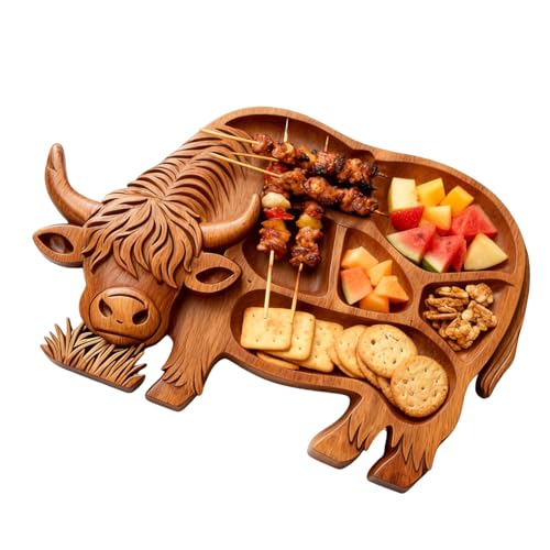 Genérico Plato rústico de, tablero de madera de granja, bandeja de charcutería con superficie lisa, tabla para servir aperitivos para frutas y carnes, diseño en forma de con asa, tablas de comida par