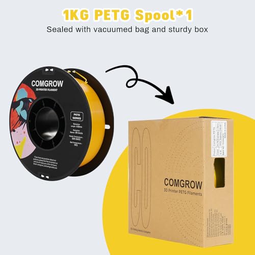 Image of Comgrow PETG 3D Printer Filament 1.75mm, High Precision and Tough 3D Printer Filament 1kg (2.2LBS), Dimensional Accuracy + /- 0.02 mm, Fit Most 3D Printers Yellow