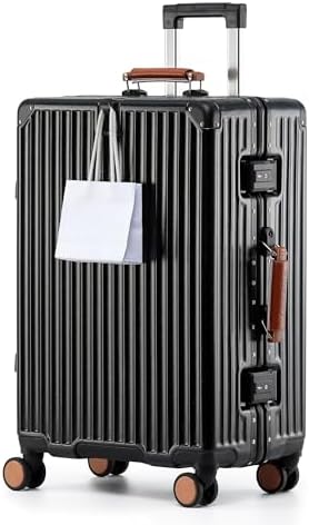 （05:00時点） [Yuweijie] 新感覚！モダン！スーツケース キャリーケース 機内持ち込み 大型 軽量アルミフレーム式 キャリーバッグ 静音 ダブルキャスター TSAロック レトロ おしゃれなハンドル 疲れない設計 入学 海外旅行出張 Sサイズ ブラック 1-3泊 40L