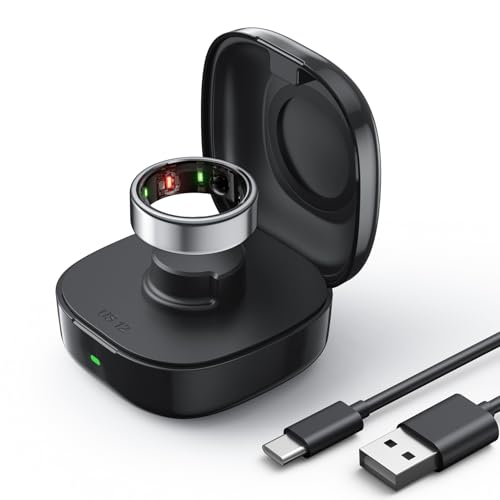 Upgraded Wireless Charging Case Compatible with Oura Ring Gen3 Charger, Portable Travel Charger Dock with Indicator Light, Compact Charging Box for Oura Ring Gen3 Heritage/Horizon(Black,Size 12)