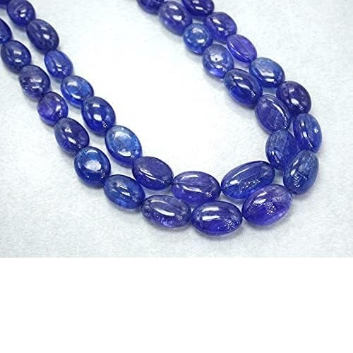 AAA 2 Strand Natural 7-9MM Tanzanite Quarts Beads, Tanzanite Quarts Smooth Oval Beads, Tanzanite Quarts Oval Shape Beads, Gemstone Beads, Tanzanite Quarts Nuggets Necklace, Blue2