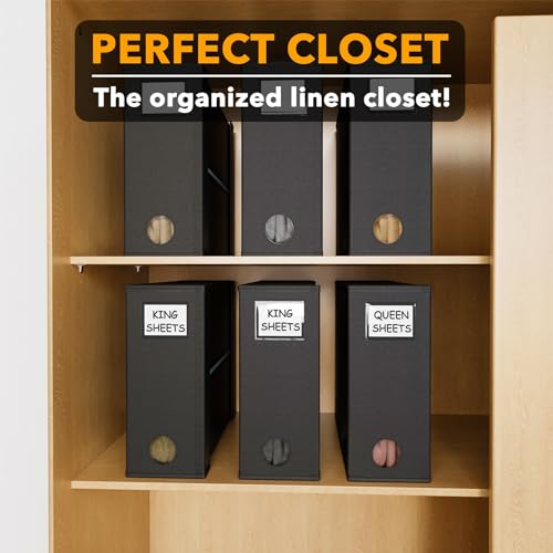 Image of SpaceAid 6 Pack Bed Sheet Organizers and Storage, Foldable Sheet Organizer for Linen Closet, Sheets Set Folder Keeper with Window XL (Queen & King Size) Bedding Container, (Black, 6 Pack)