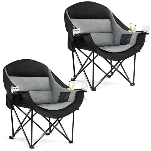 Image of Oversized Camping Chair for Adults 2 Pack - Heavy Duty Outdoor Padded Chair