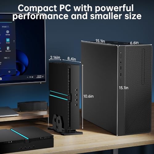 Thdeukoty Mini-Gaming-PC Core i9-14900F (bis zu 5,8 GHz) mit RTX4070, Desktop-Computer Win 11 Pro, 64 GB DDR5 RAM/2T M.2 SSD/WIFI6E/BT5.3/Dual LAN/USB 3.2/8K HDMI DP, Vier Displays für Spiel/Design – Bild 8