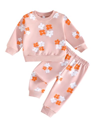 Image of Jecson Baby Girl Clothes Toddler Outfits Quilted Heart Sweatshirt & Jogger Pants Fall Winter Sweatsuit 2Pcs Sets 3M-4T