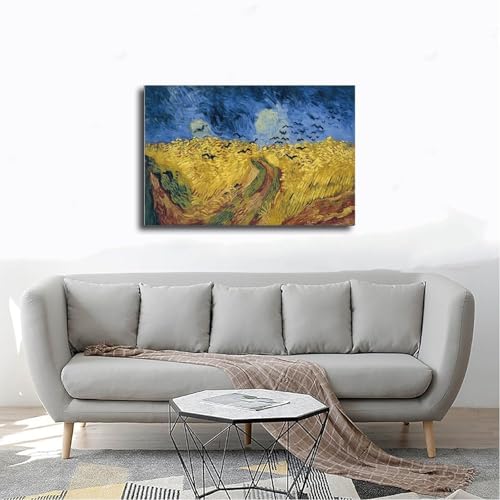Poster Champ de blé avec corbeaux Van Gogh cadre toile 50x75 cm - 4