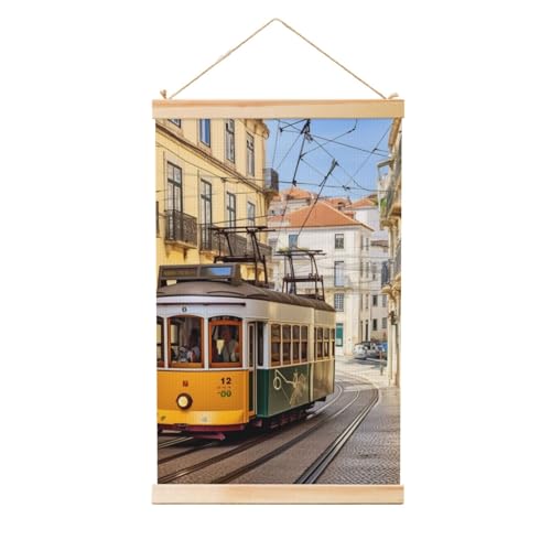Toile murale vintage du tramway de Lisbonne pour habiller vos grands murs blancs