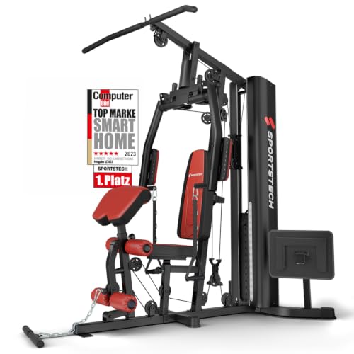 Sportstech, Kraftstation + bis 70kg mit Beinpresse & Stepper...