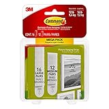 3M Command Damage-Free Hanging Mega pack 16 L Pairs & 12 M Pairs, Holds 16 lb 7.2 kg & 12lb, 5.4kg