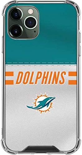 Skinit Clear Phone Case Compatible with iPhone 12 Pro Max - Officially Licensed NFL Miami Dolphins White Striped Design