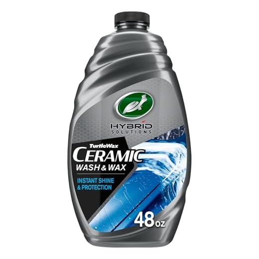 Turtle Wax Hybrid Solutions Ceramic Car Wash and Wax, Gentle pH Neutral Car Cleaner with Extreme Water Beading Paint Protection, High Gloss Spot-Free, Car Wax Shine, Fruity Scent, 48 oz (Pack of 1)