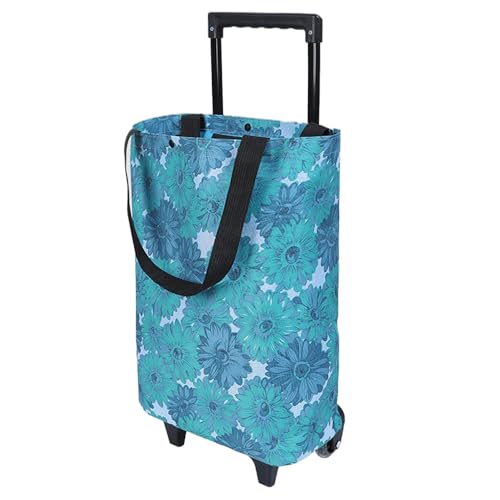Image of Small Collapsible Shopping Cart,Shopping Cart with Wheels,Folding (XFlower5)