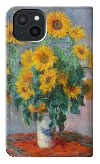 Étui iPhone 15 Plus Monet Tournesols - Housse clapet cuir - 2