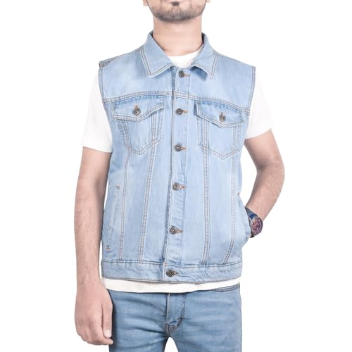 Veste en jean sans manches homme élégante pour toutes les occasions et sorties de mi-saison