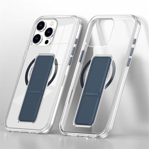 Étui iPhone 14 Pro magnétique antichoc transparent avec bracelet bleu