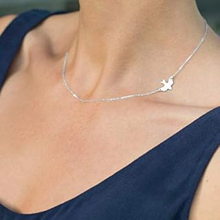 Yienate Dainty Peace Dove Necklace Silver Chain Choker Dove Pendant Trend Charm Necklace Jewelry for Women and Girls