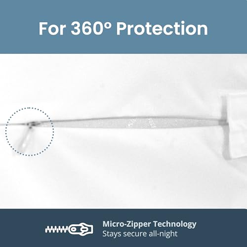 SafeRest Zippered Mattress Protector - Premium 9-12 Inch Waterproof Mattress Cover for Bed - Breathable, Noiseless Washable Mattress Encasement - Queen