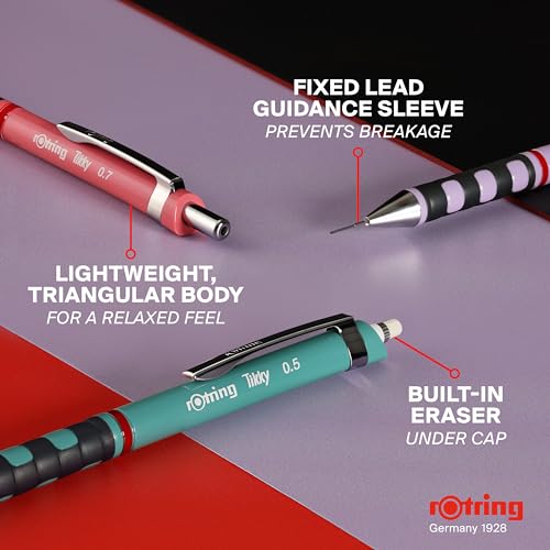 Image of Rotring 0.5mm Mechanical Clutch Lead Pencil | Tikky | for Smooth Writing Drafting Drawing | Orchid Bloom Barrel | Stationery
