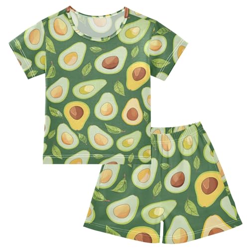 ALAZA Avocado Bright Green Pajamas Short Sleeve 2 Piece Sleepwear Top and Bottom Pajama Set Unisex
