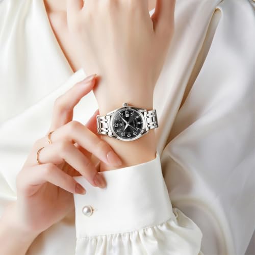Image of OLEVS Womens Watches Classic Dress Quartz Female Wristwatch Ladies Stainless Steel Waterproof Luminous Date Easy Read Watch for Lady