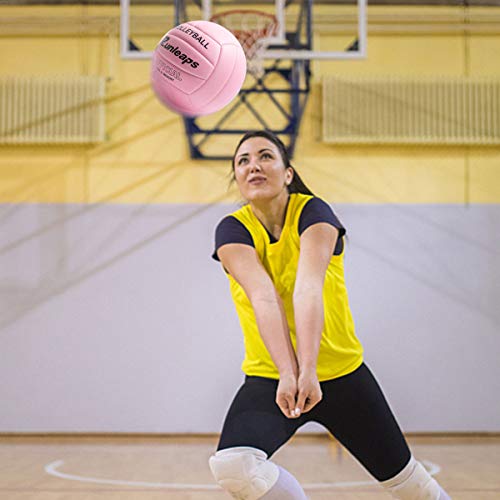 Runleaps Volleyball, Waterproof Indoor Outdoor Volleyball For Beach Game Gym Training (Official Size 5, Pink) #TOP6