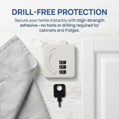 Fridge Lock with Code, No Drilling, Child Lock Cabinet and Drawer with Password, White (Pack of 1), Safety Latch for Fridge, Freezer, Drawers, Windows, Washing Machine