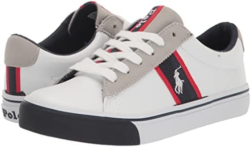POLO RALPH LAUREN Unisex Child Westcott (Little Kid) Sneaker, White/Navy/Red | Image 6