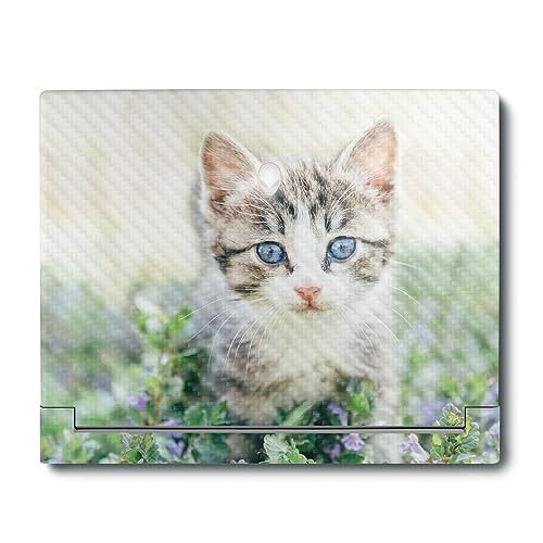 Image of MightySkins Carbon Fiber Skin Compatible with Alienware X16 R1 (2023) Full Wrap Kit - Blue Eyed Kitten | Protective, Durable Textured Carbon Fiber Finish | Easy to Apply | Made in The USA