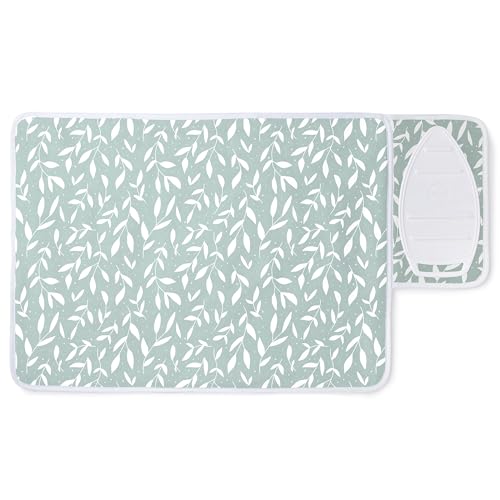 Image of Encasa XO Ironing Mat, 3mm Felt Padding, Silicone Iron Rest Green
