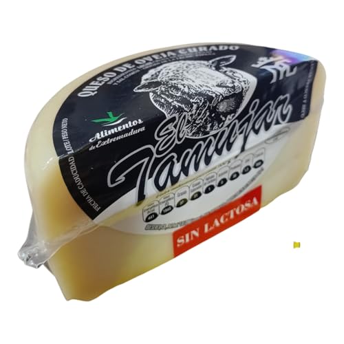 El Tamujar Queso de Oveja Curado Artesano Extremeño 350 g Aprox. – Leche Cruda – Pasta Semiblanda – Sabor Intenso y Ligeramente Picante – Sin Lactosa