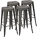 Devoko Metal Bar Stools 30' Indoor Outdoor Stackable Barstools Modern Style Industrial Vintage Counter Bar Stools Set of 4 (30 inch, Gun)