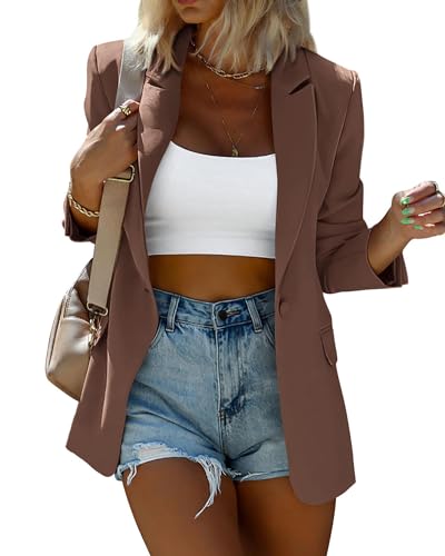 KIRUNDO Women's Blazers & Suit Jackets Tan Long Sleeve Lapel