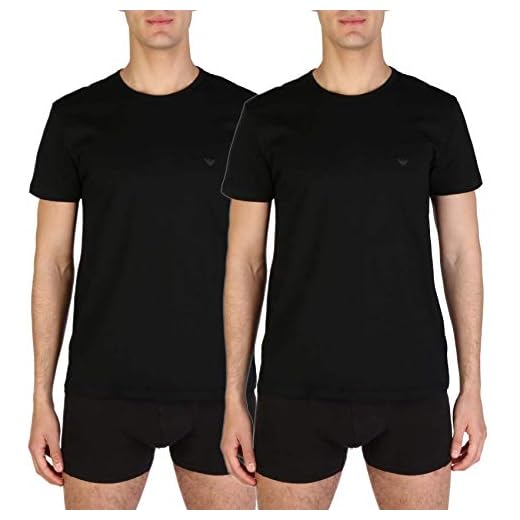 Emporio Armani Herrar 2-pack rund hals t-shirt värdepaket, 2 svart, M