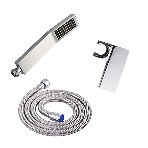 Pomme de douche laiton carrée anti calcaire avec tuyau flexible inox