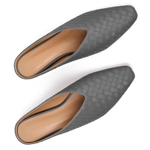 Image of Woven Mules for Women Slip on Comfortabke Metallic Slides Ladies Trendy Square Toe Hidden Wedge Mules