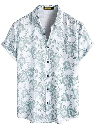 Image of JOTOOK Mens Hawaiian Shirt Short Sleeve Button Down Tropical Shirts Casual Floral Summer Beach Shirt