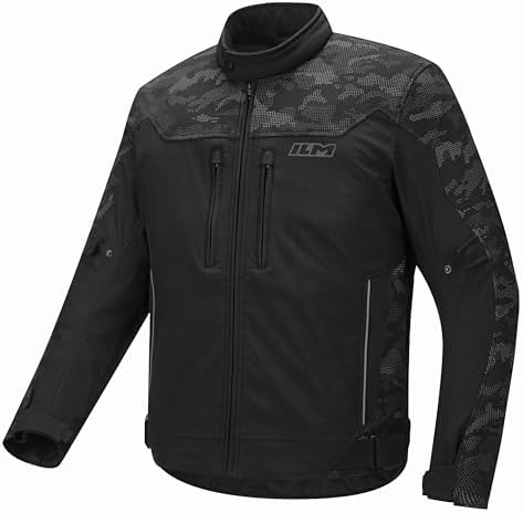 ILM Motorcycle Riding Jacket Reflective with CE Armor and Detachable Thermal Liner Dual Sport All Season for Men Model JRF4 (Black,L)
