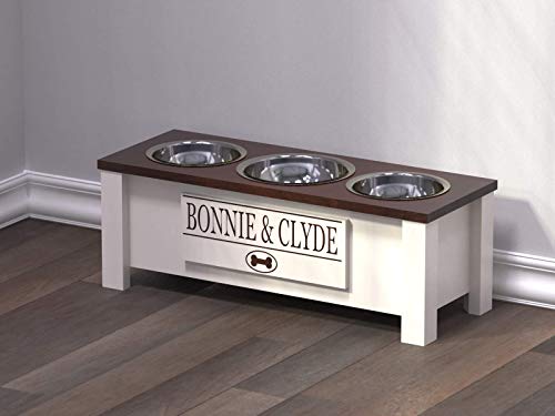 GrooveThis Woodshop - Personalized Elevated Triple Dog Bowl Stand for Large, Medium, Small, X-Small Dogs - 3 Stainless… - Image 5
