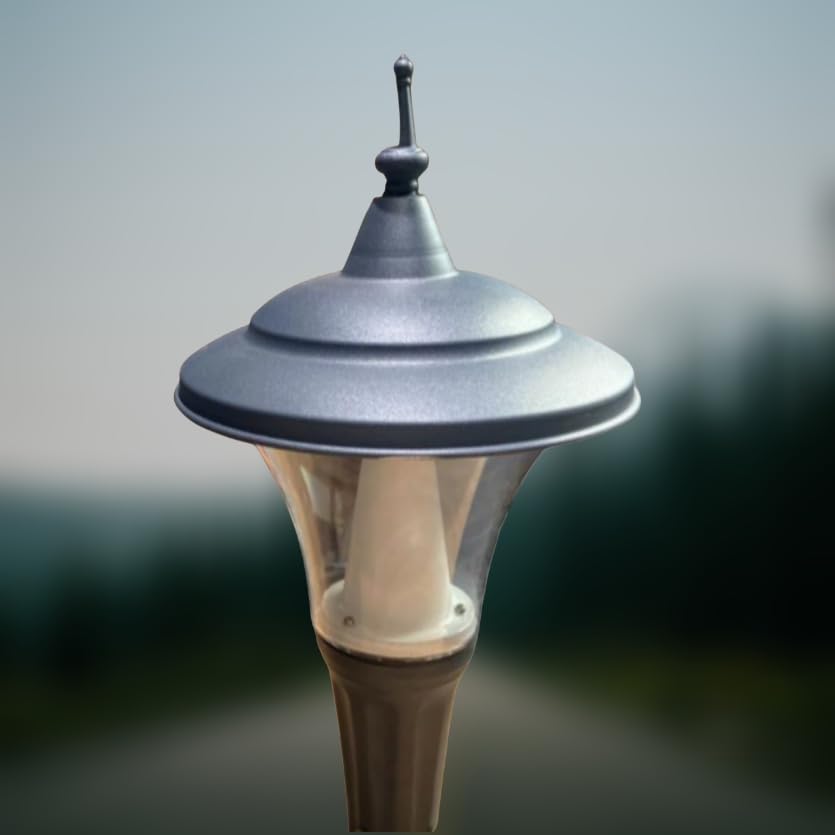 Outdoor Garden Path Light, Metal Lantern Style, Silver Finish-image-26