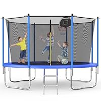 Tranpoline 10FT Tranpoline for Kids Recreational Tranpoline for Adults ASTM Approval Backyard Outdoor Tranpoline with Basketball Hoop