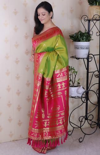 Image of SGF11 Women's Kanjivaram Pure Soft Silk Saree With Unstitched Blouse Piece
