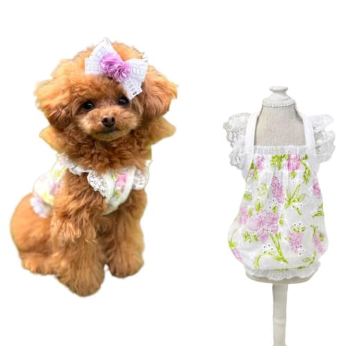 レースフリルワンピース|Dolly Garden 小型犬用 ペット服 女の子 チワワ トイプードル 春夏 可愛い ガーリー レース ドッグウェア (L)