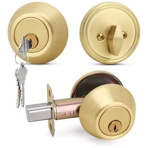 Moquin Satin Brass Deadbolt for Doors Cover