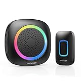 TECKNET Wireless Doorbell, 2 Transmitters 2 Receivers Door Bell Battery Operated with RGB Light, 400 m / 1300 ft Range, 60 Melodies, IP66 Outdoor Front Door Bell with 4.5 Year Service Life