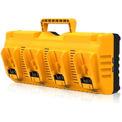 OHYES BAT 4-Port DCB104 Charger Station Replacement for Dewalt 12V/20V Max Lithium Battery Charger Compatible with Dwalt 12V&20V MAX Lithium Batteries DCB206 DCB204 DCB230 DCB240 DCB120 DCB126(Yellow) Cover