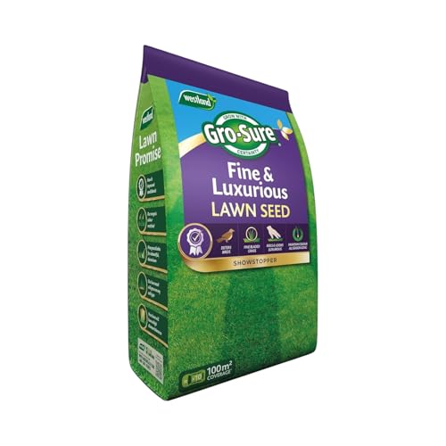 GRO Sure Fine & Luxurious Lawn Seed – Premium Grass Seed for Lush, Green Lawns. Ideal for All Weather Conditions, Easy to Grow, and Produces Healthy, Vibrant Grass. Covers 100m².