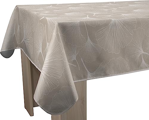 Le Linge de Jules Nappe Anti-Taches Biloba Ficelle - Rectangle 150 x 240 cm