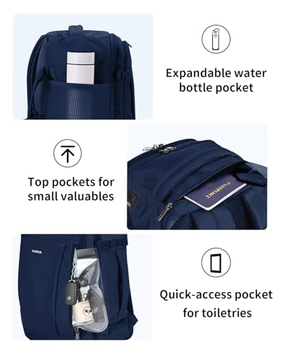 Image of ECOHUB 17'' Travel Backpack, Personal Item Backpack with 13 Pockets, Flight Approved Carry on Backpack with USB Port & Luggage Sleeve, Travel bag for Men & Women, Water Resistant Backpack, Blue | 16.7 inchx10 inchx8 inch Small Backpack with 13 Pockets Water Resistant Carry on Backpack with USB Port Luggage Sleeve for Women Men