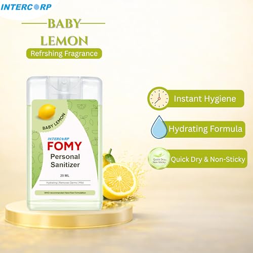 Image of Pocket Sanitizer Spray 20 ml | Hand & Surface Disinfectant | Gentle & Effective Germ Protection (20 ml, Lemon)